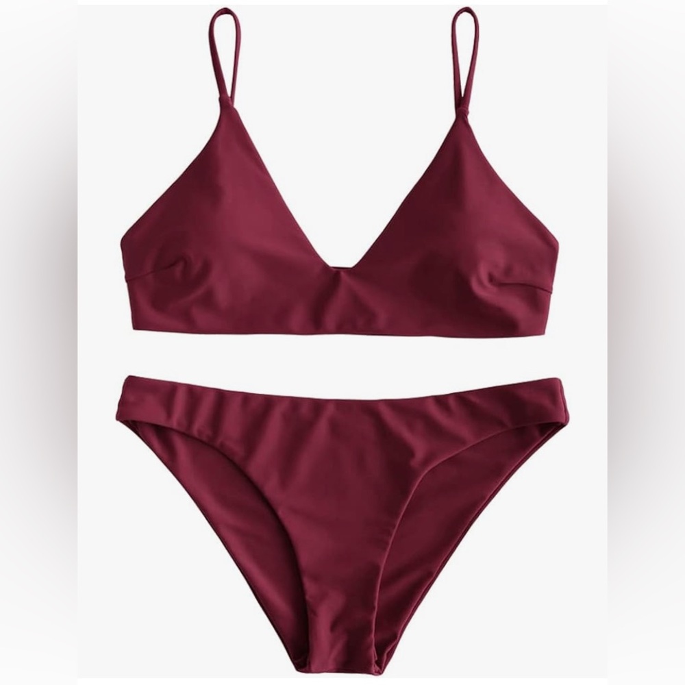 ZAFUL Solid Spaghetti Strap Bralette Bikini